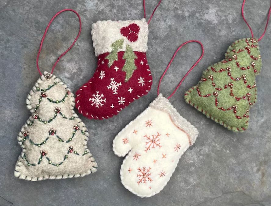 Embroidery Felt Holiday Ornaments