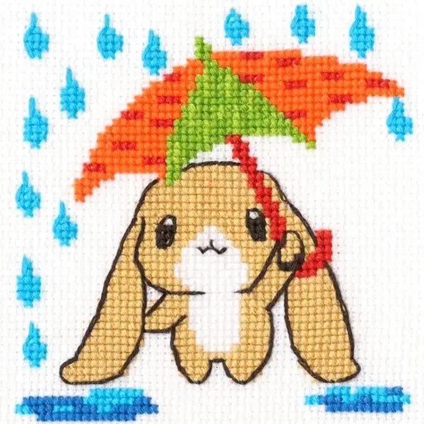 RTO Cross Stitch Kit Bunny with an Umbrella
