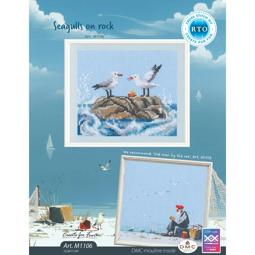 RTO Cross Stitch Kit Seagulls On a Rock